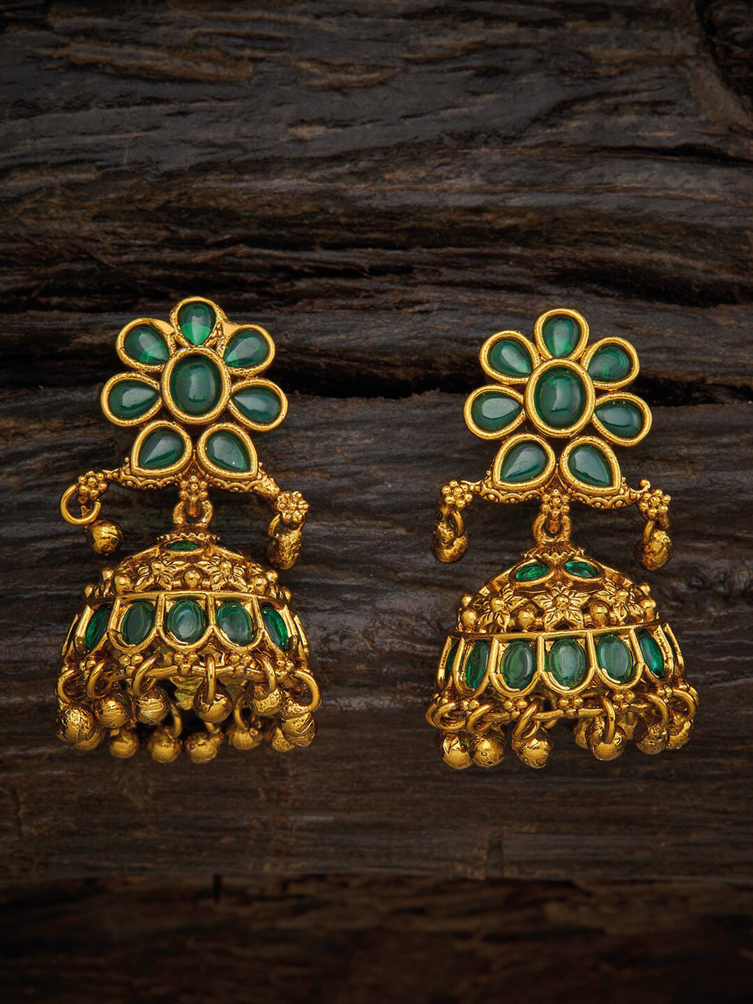 

Kushal's Fashion Jewellery Green Floral Studs Earrings