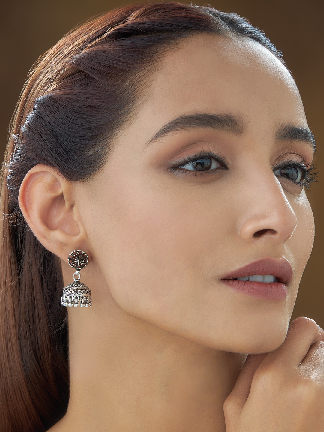 

Kushal's Fashion Jewellery 92.5 Silver Circular Jhumkas Earrings, Na