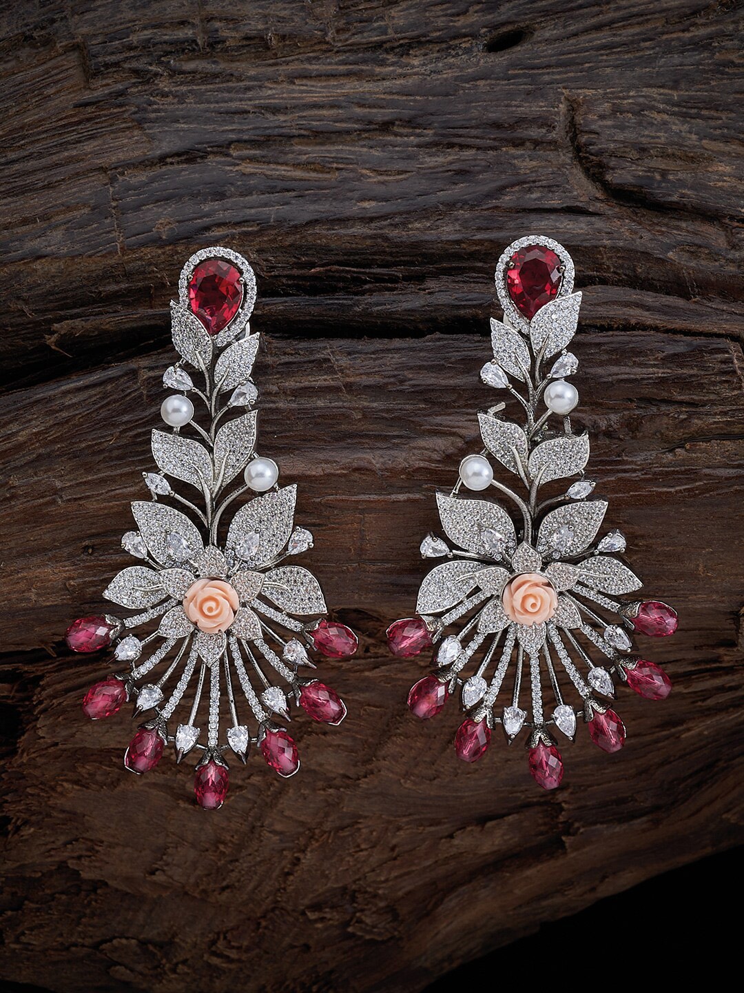 

Kushal's Fashion Jewellery Red Floral Studs Earrings