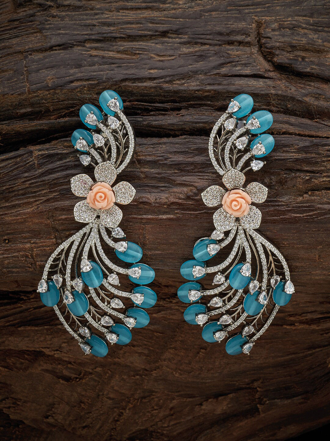 

Kushal's Fashion Jewellery Sea Green Floral Drop Earrings