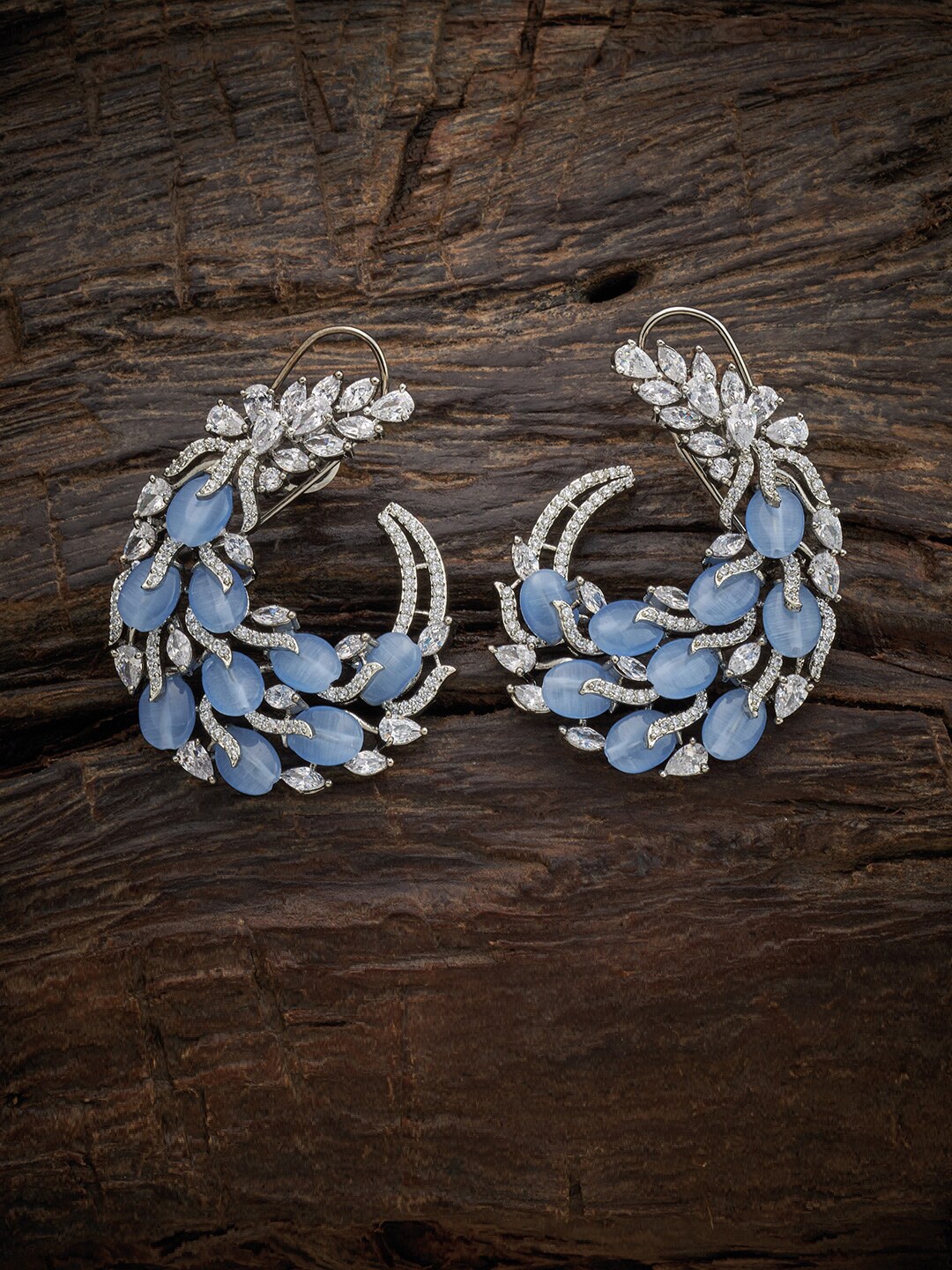 

Kushal's Fashion Jewellery Blue Floral Hoop Earrings
