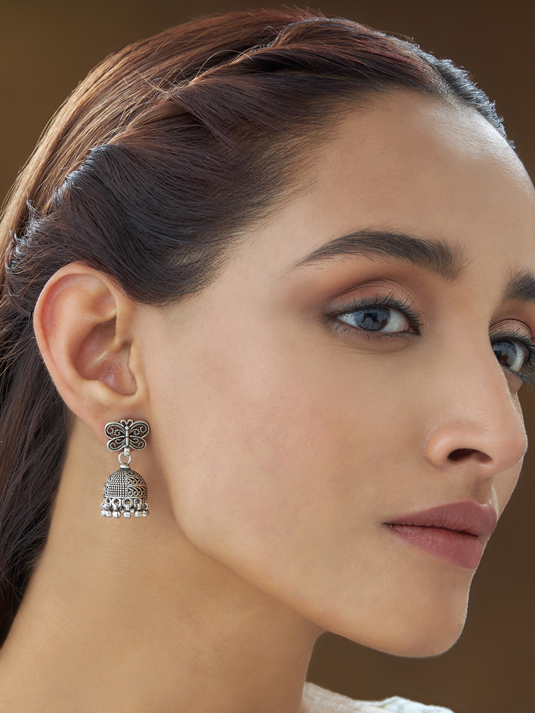 

Kushals Fashion Jewellery 92.5 SIlver Dome Shaped Jhumkas Earrings, Na