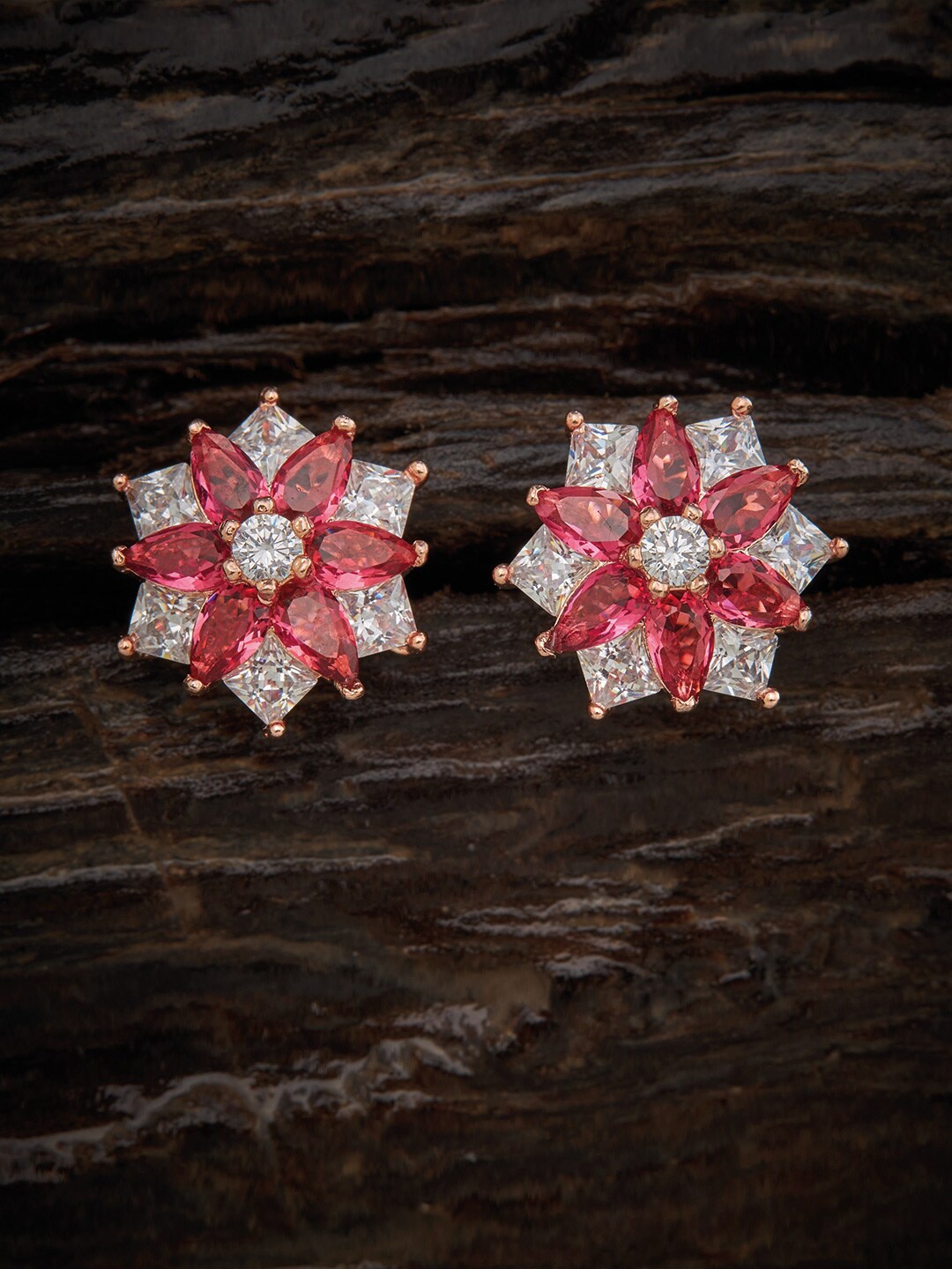 

Kushal's Fashion Jewellery Red Floral Studs Earrings