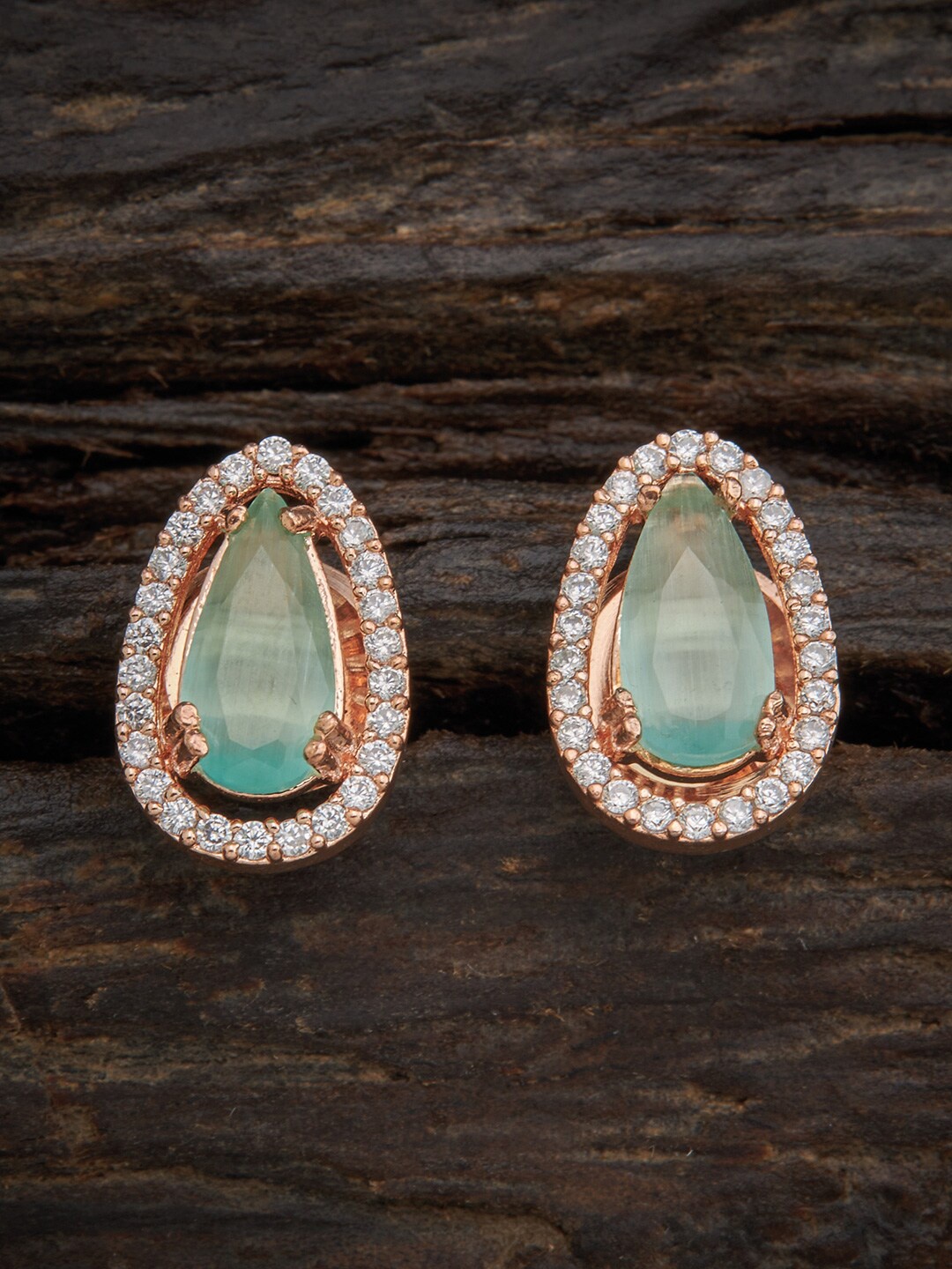 

Kushal's Fashion Jewellery Sea Green Oval Studs Earrings