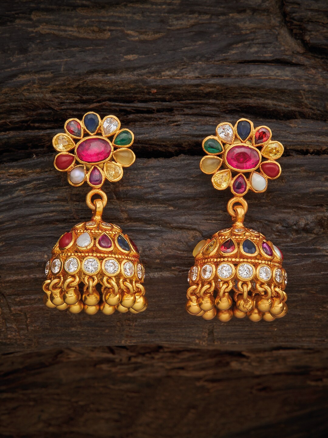 

Kushal's Fashion Jewellery Multicoloured Floral Jhumkas Earrings, Multi