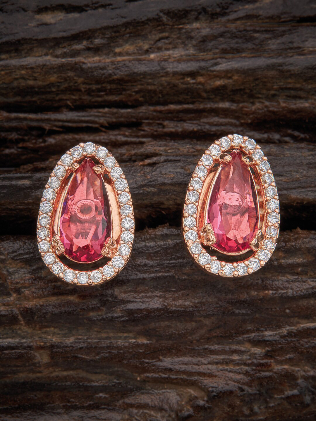 

Kushal's Fashion Jewellery Red Oval Studs Earrings