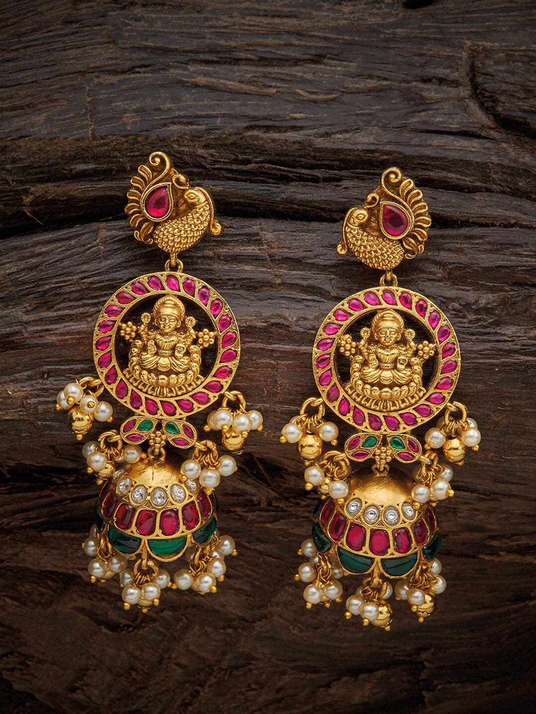 

Kushal's Fashion Jewellery Red Classic Jhumkas Earrings