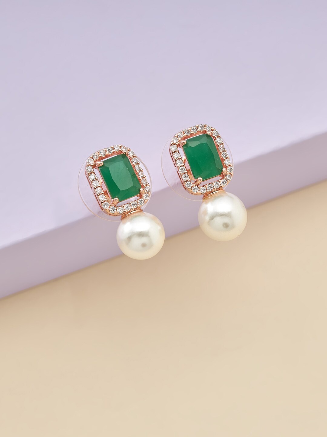 

Kushal's Fashion Jewellery Green Spherical Studs Earrings