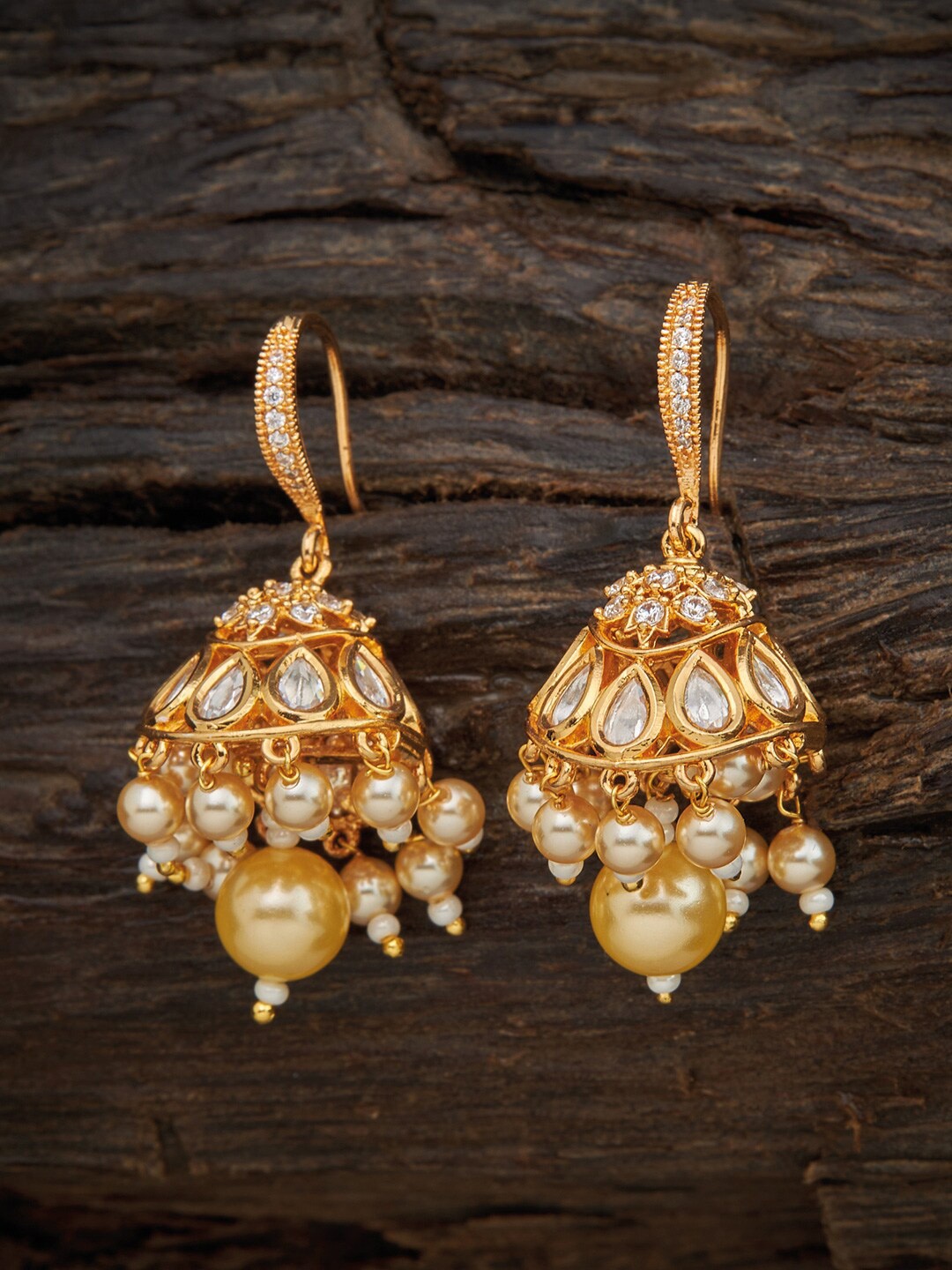 

Kushal's Fashion Jewellery White Dome Shaped Jhumkas Earrings