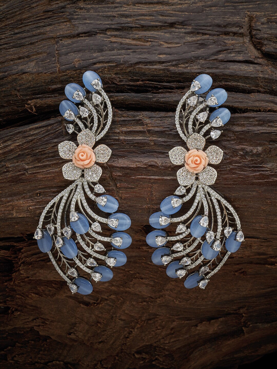 

Kushal's Fashion Jewellery Blue Floral Studs Earrings