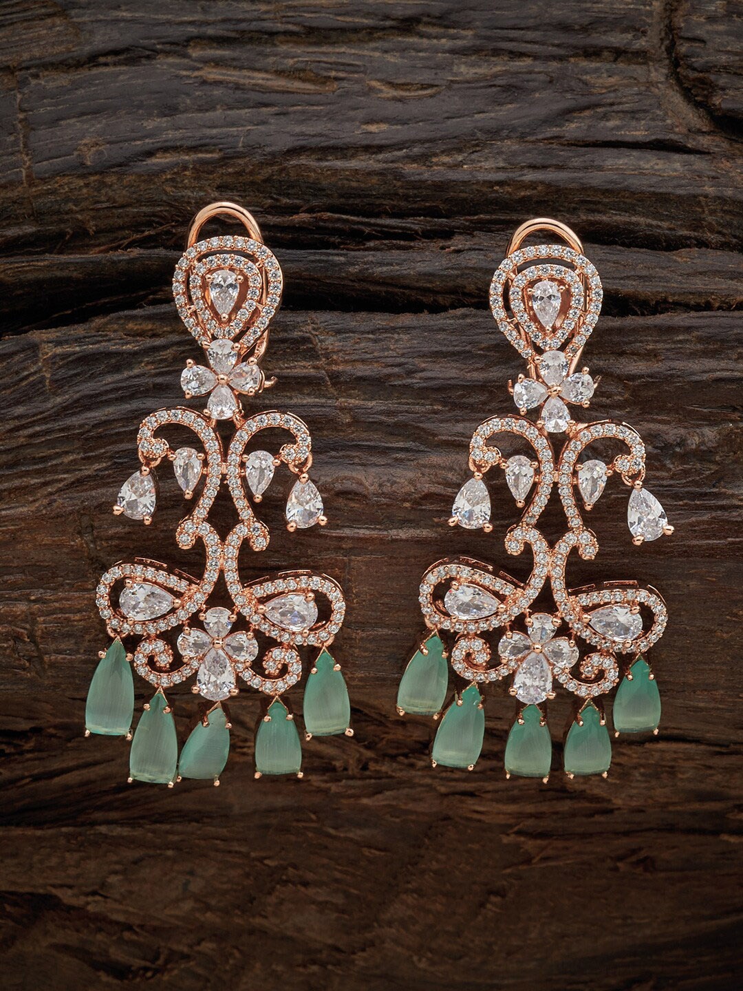 

Kushal's Fashion Jewellery Sea Green Floral Studs Earrings