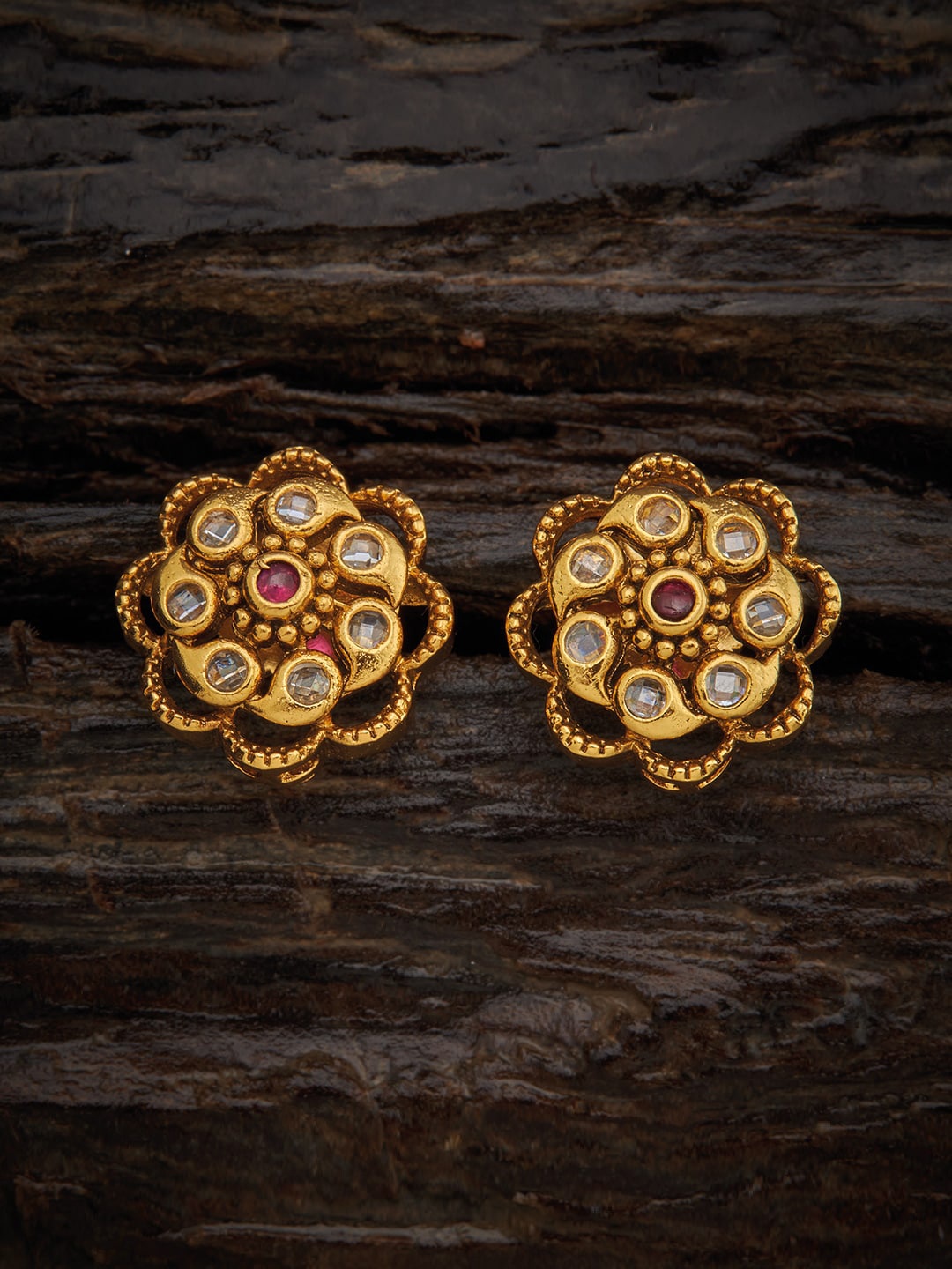 

Kushal's Fashion Jewellery Red Floral Studs Earrings
