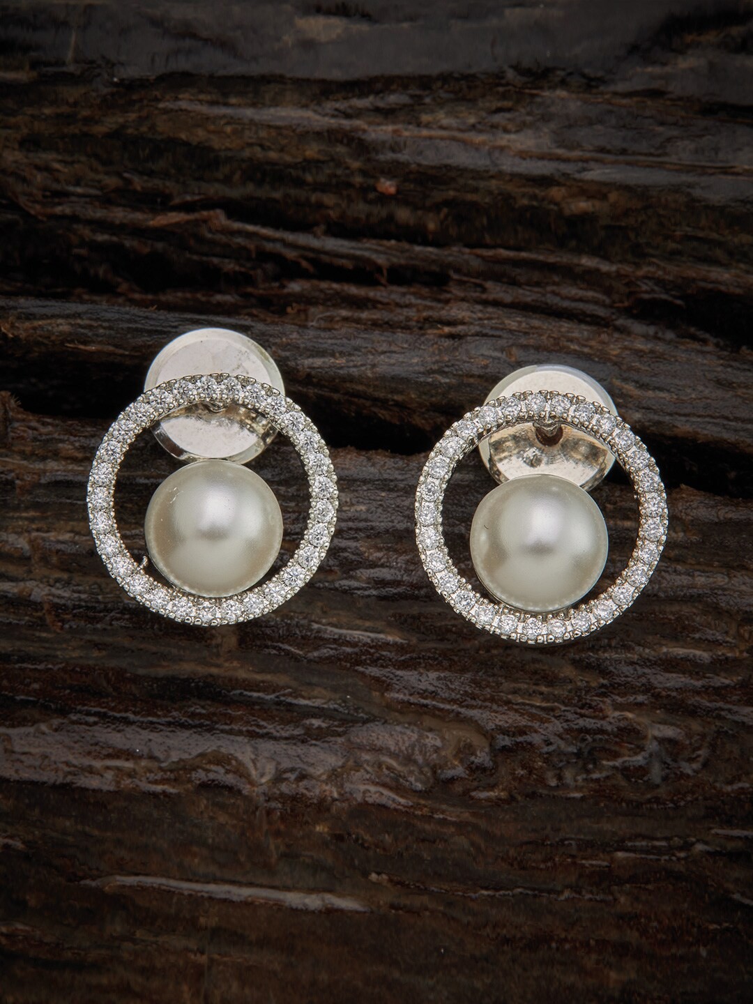 

Kushal's Fashion Jewellery White Circular Drop Earrings