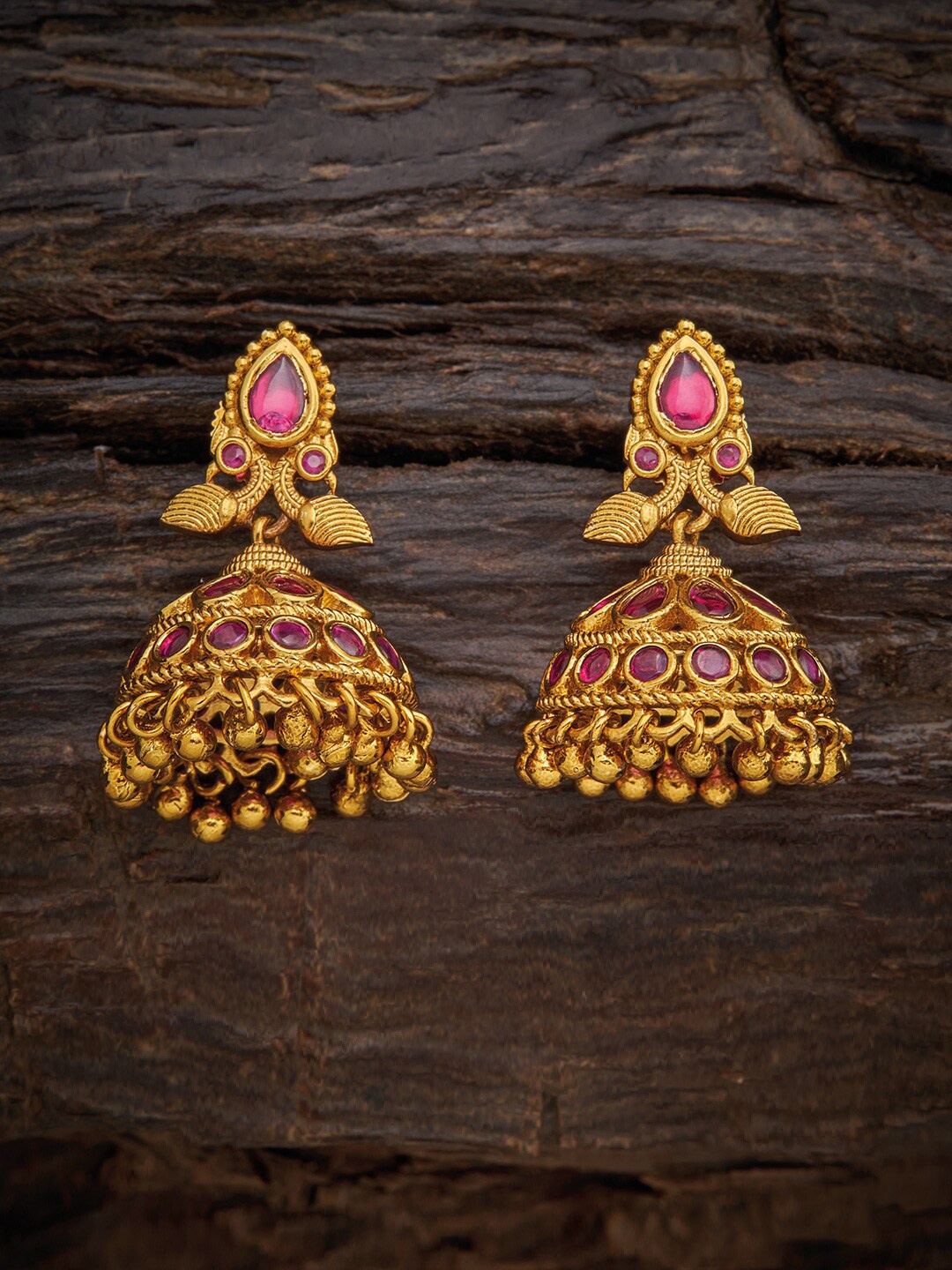 

Kushal's Fashion Jewellery Red Dome Shaped Studs Earrings