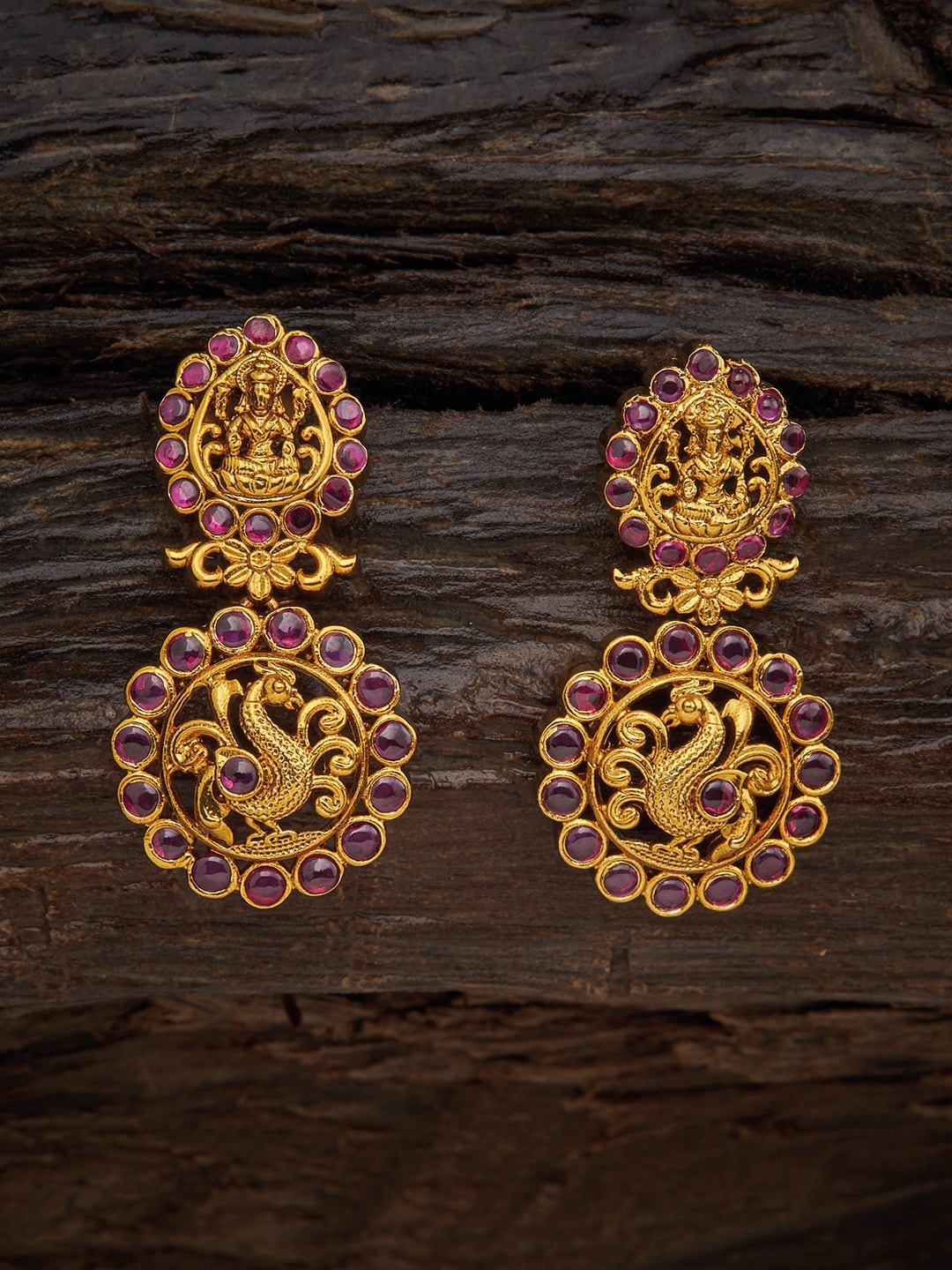 

Kushal's Fashion Jewellery Red Floral Jhumkas Earrings