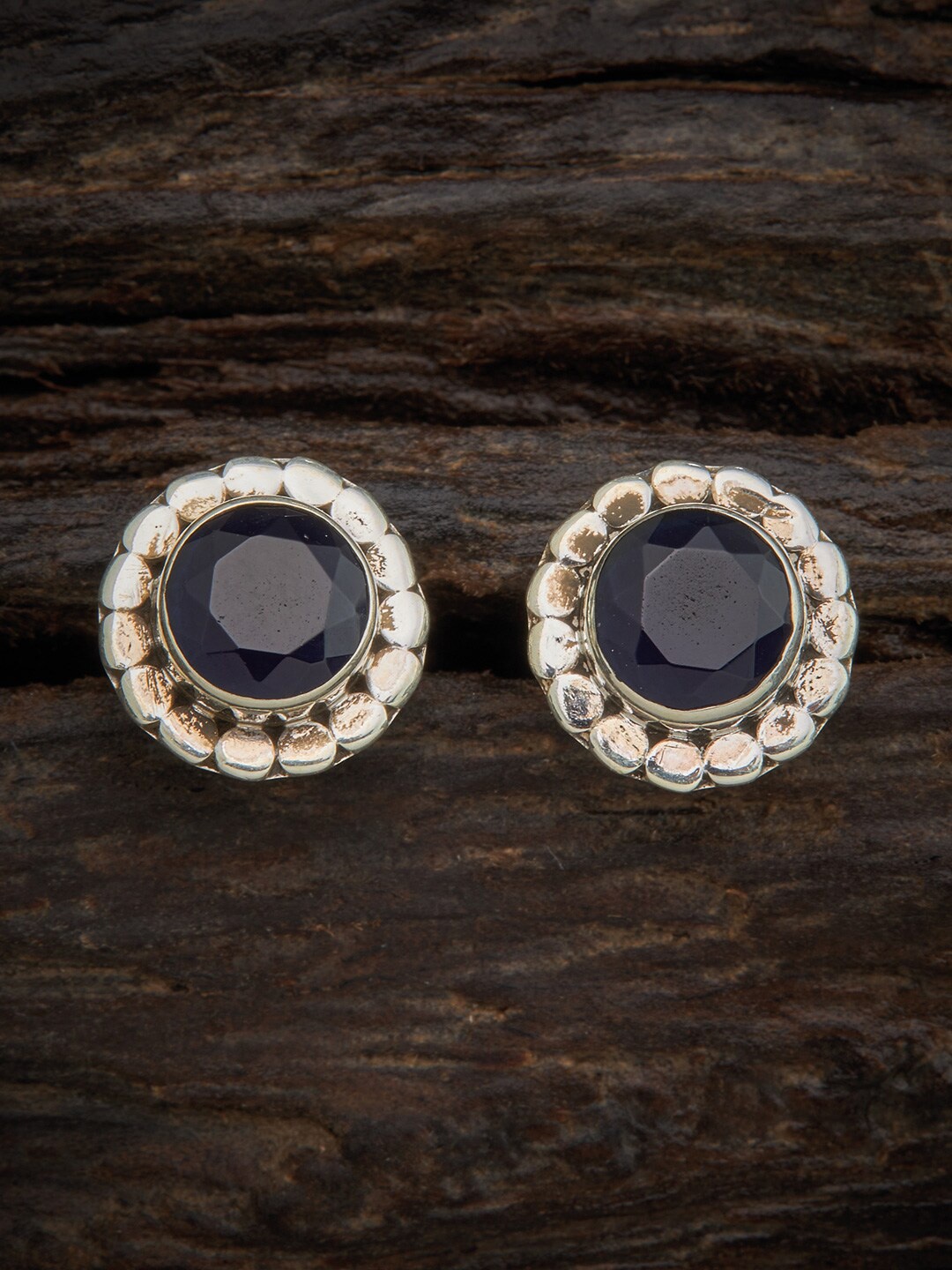 

Kushals Fashion Jewellery 92.5 Silver Blue Circular Studs Earrings