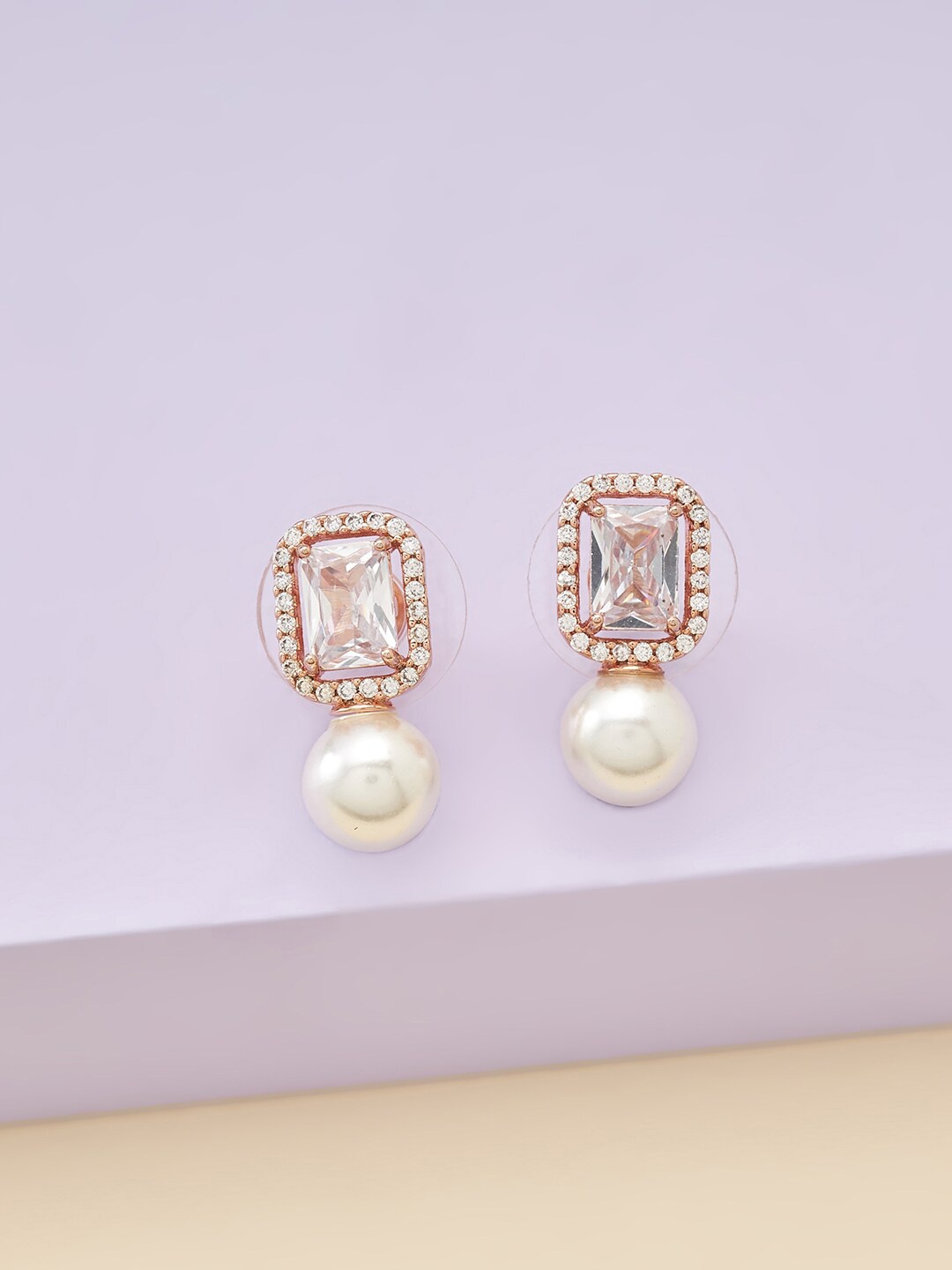 

Kushal's Fashion Jewellery White Spherical Studs Earrings