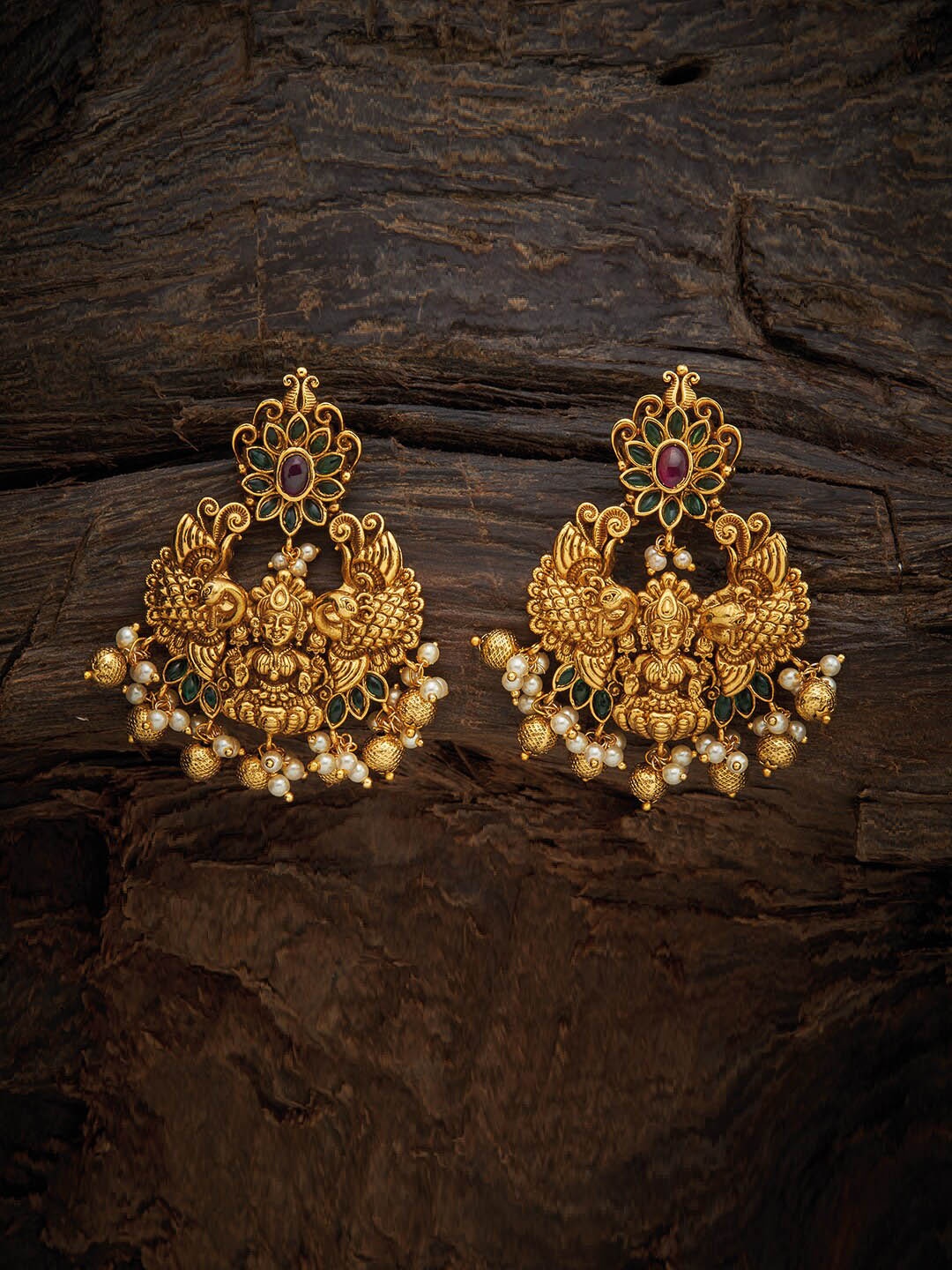 

Kushal's Fashion Jewellery Red Classic Chandbalis Earrings