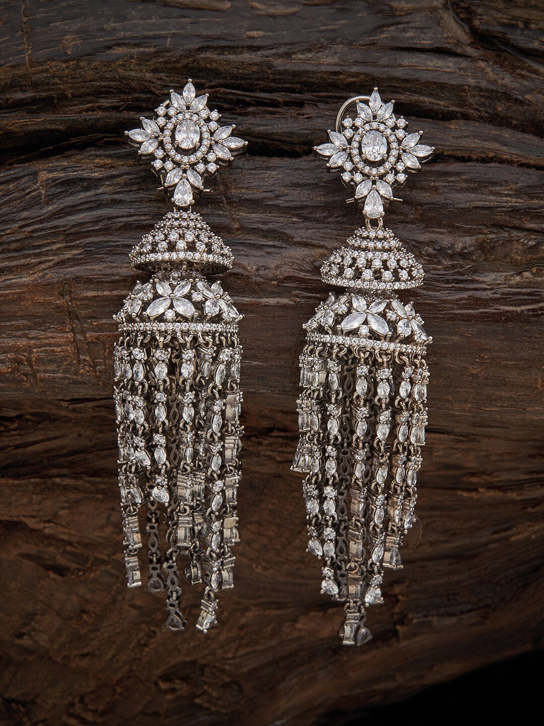 

Kushal's Fashion Jewellery White Contemporary Jhumkas Earrings