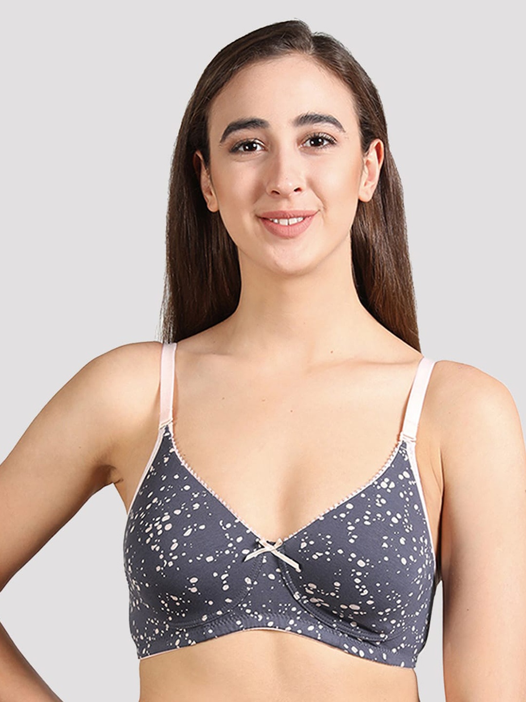 

Groversons Paris Beauty Non-Wired Non-Padded Cotton Printed Bra, Grey