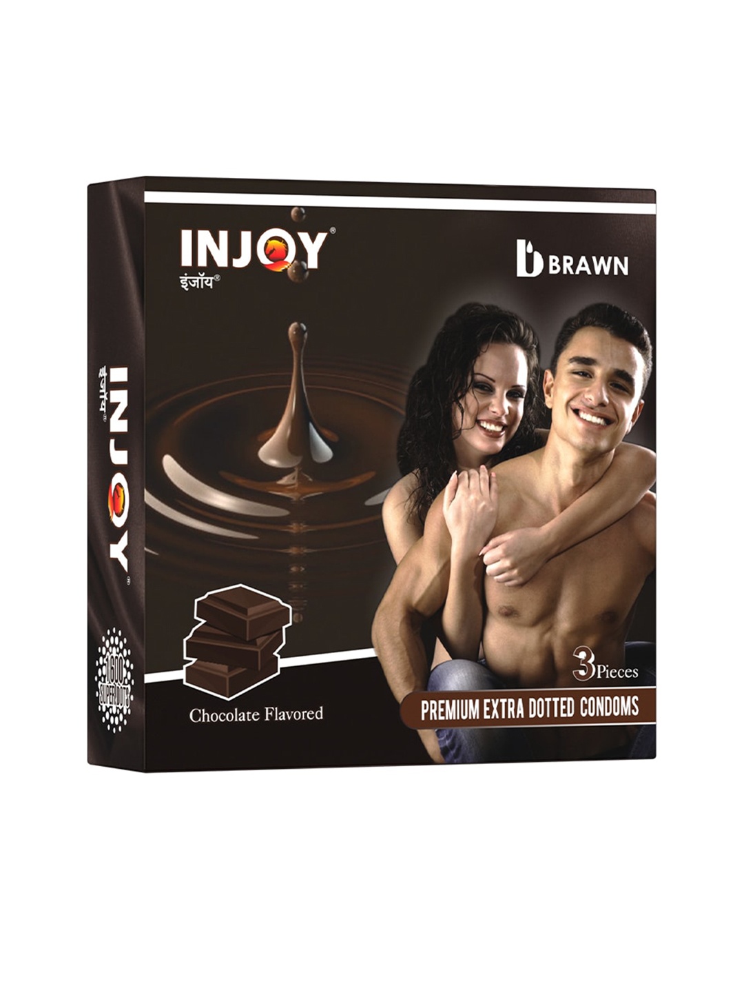 

Injoy Men Set of 10 Extra Dotted Chocolate Flavored Condoms - 3 Pieces each, Coffee brown