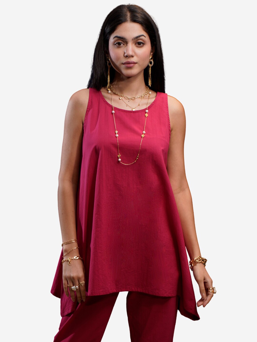 

Alaya By Stage3 Pink Pure Cotton Longline Top
