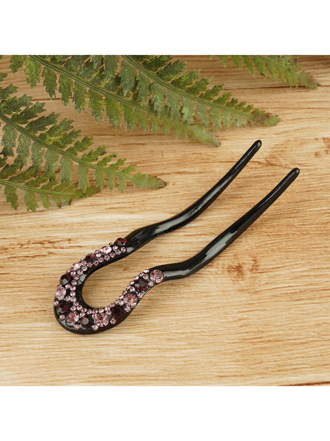 

MIZORRI Women Maroon & Black Embellished U Pins