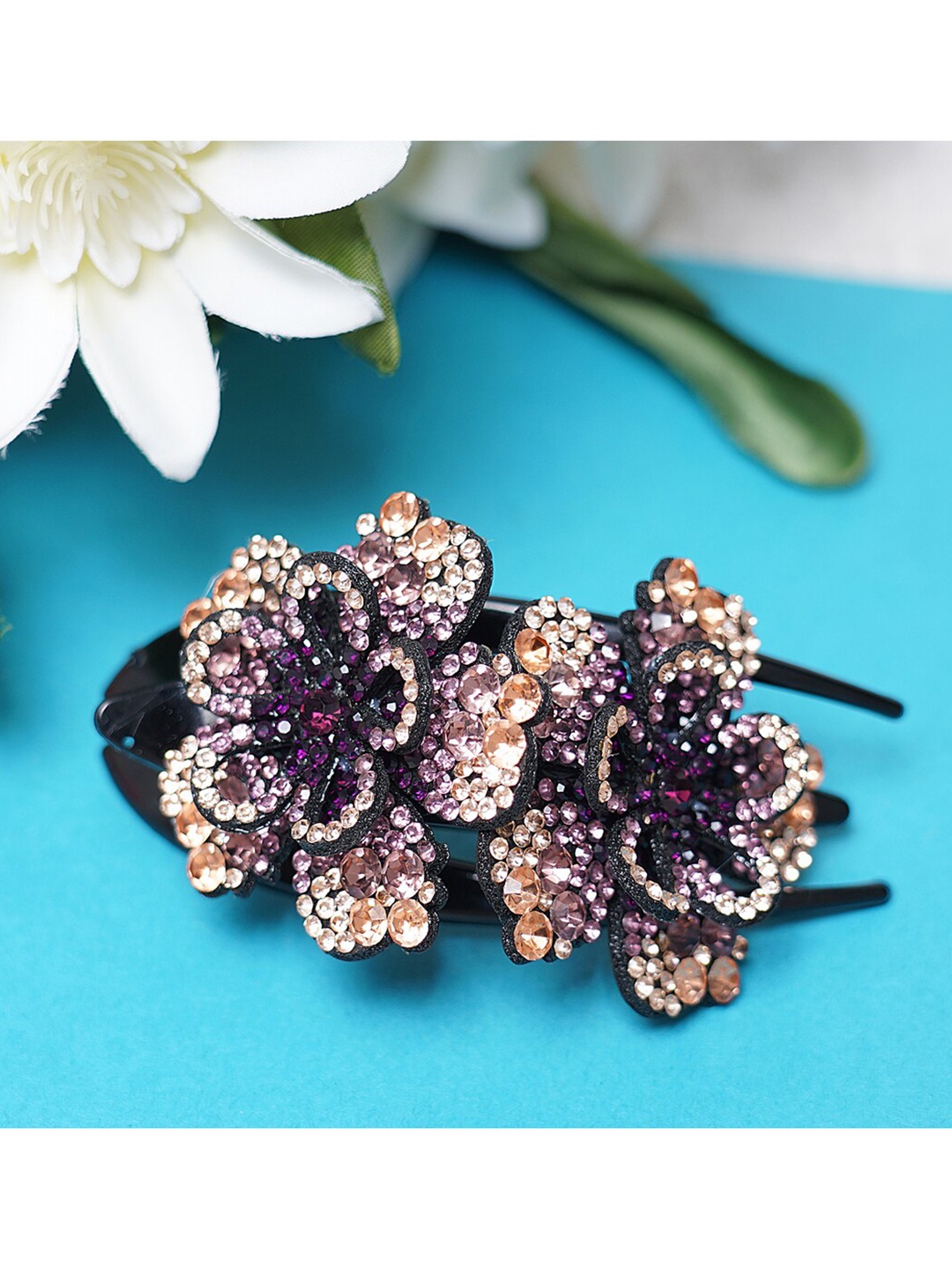

MIZORRI Women Black & Brown Beaded Claw Clip