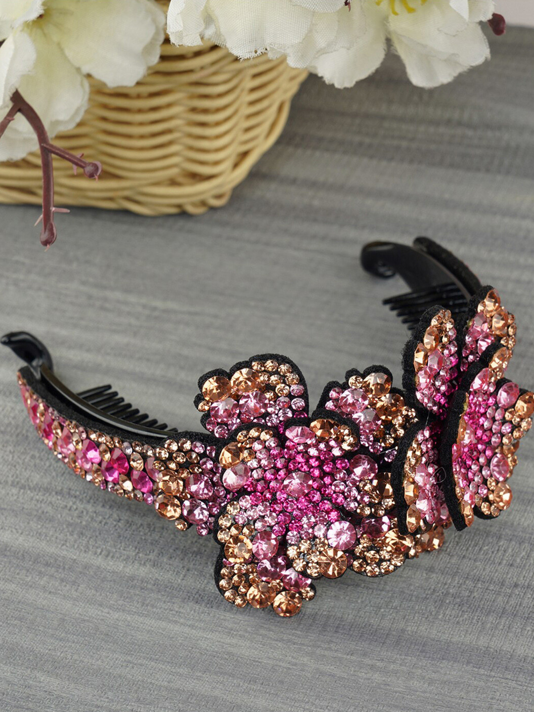 

MIZORRI Women Pink & Peach-Coloured Hairband
