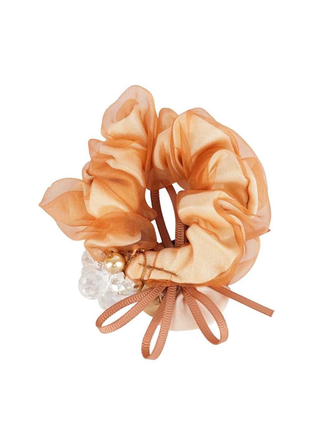 

MIZORRI Women Gold-Toned & Brown Embellished Ponytail Holders