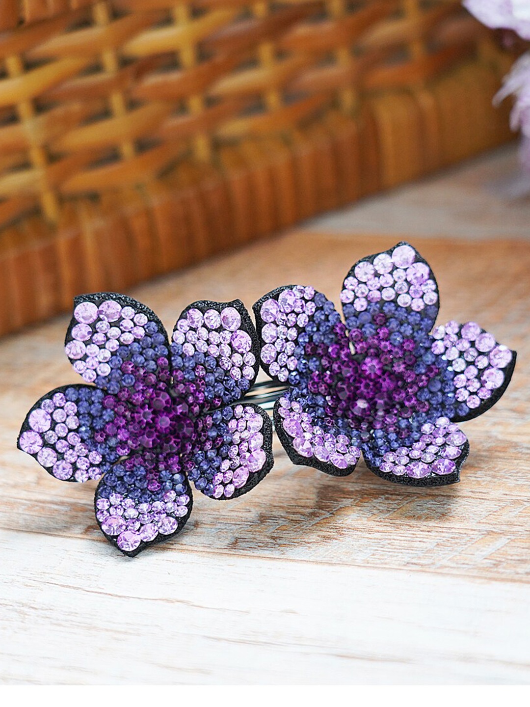 

MIZORRI Women Purple & Black French Barrette