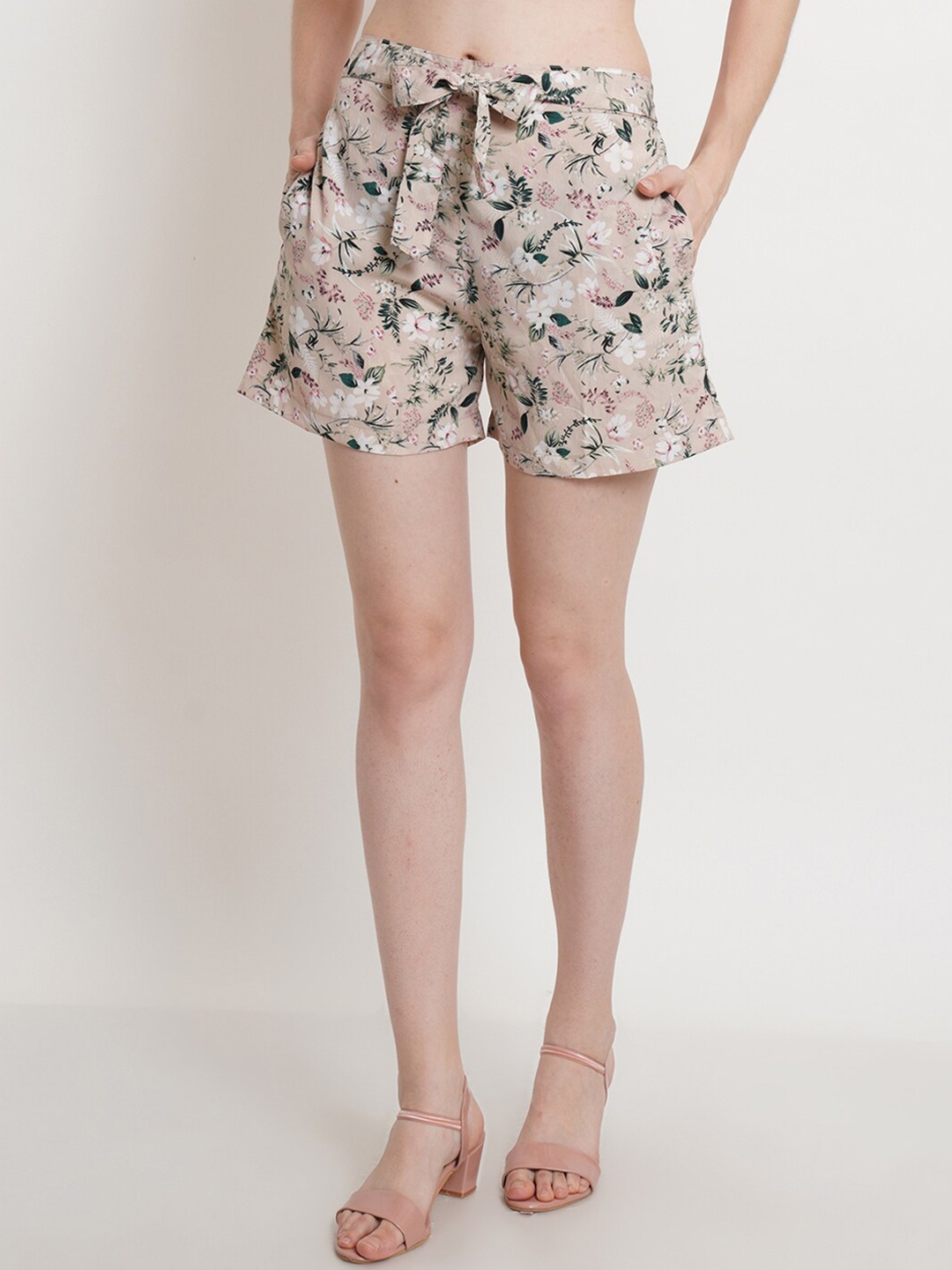 

Popwings Women Beige Printed Cycling Shorts