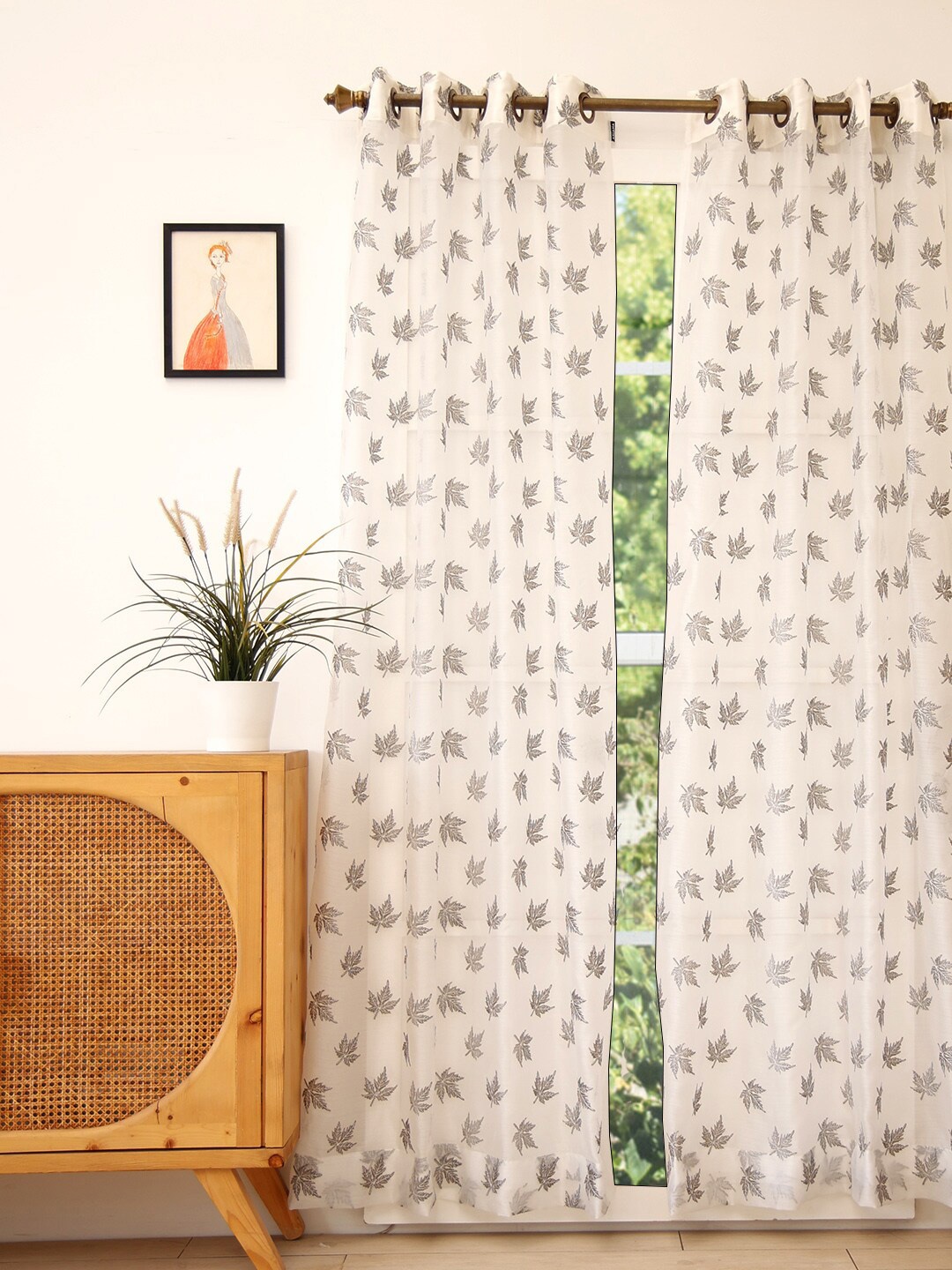

Ariana Grey Floral Sheer Long Door Curtain