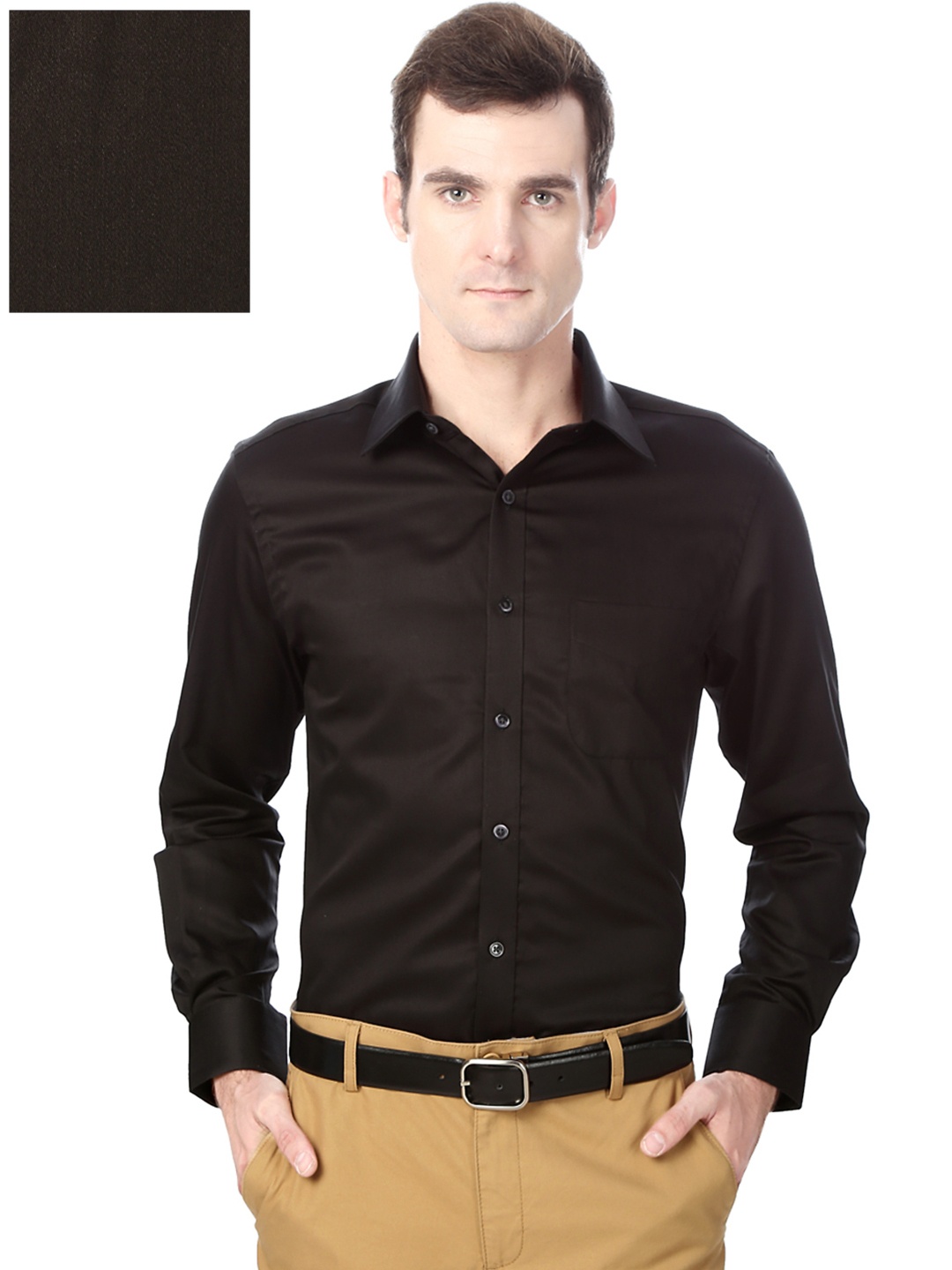 

Peter England Men Black Classic Fit Solid Formal Shirt