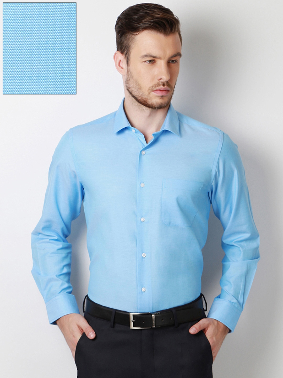 Peter England Men Blue Nuvo Fit Solid Formal Shirt