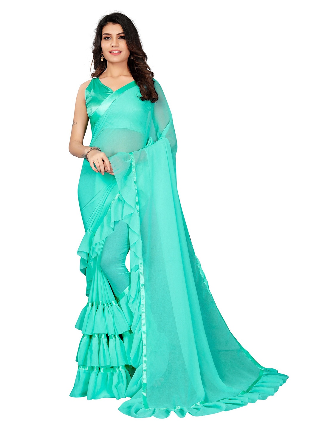 

APNISHA Blue Pure Georgette Saree