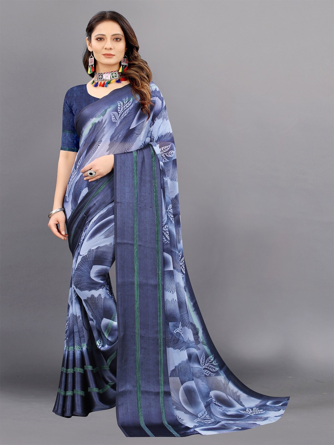 

APNISHA Blue Pure Georgette Saree