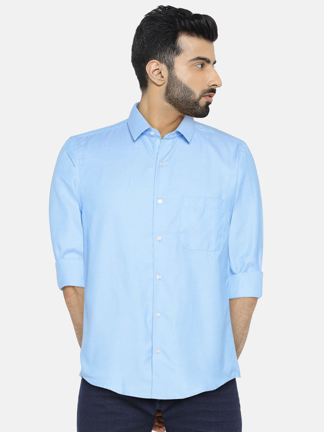 

Peter England Men Blue Slim Fit Solid Formal Shirt