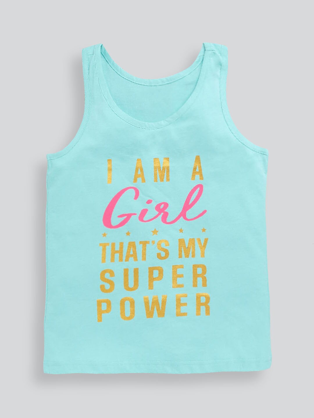 

Hopscotch Girls Green Typography Printed T-shirt