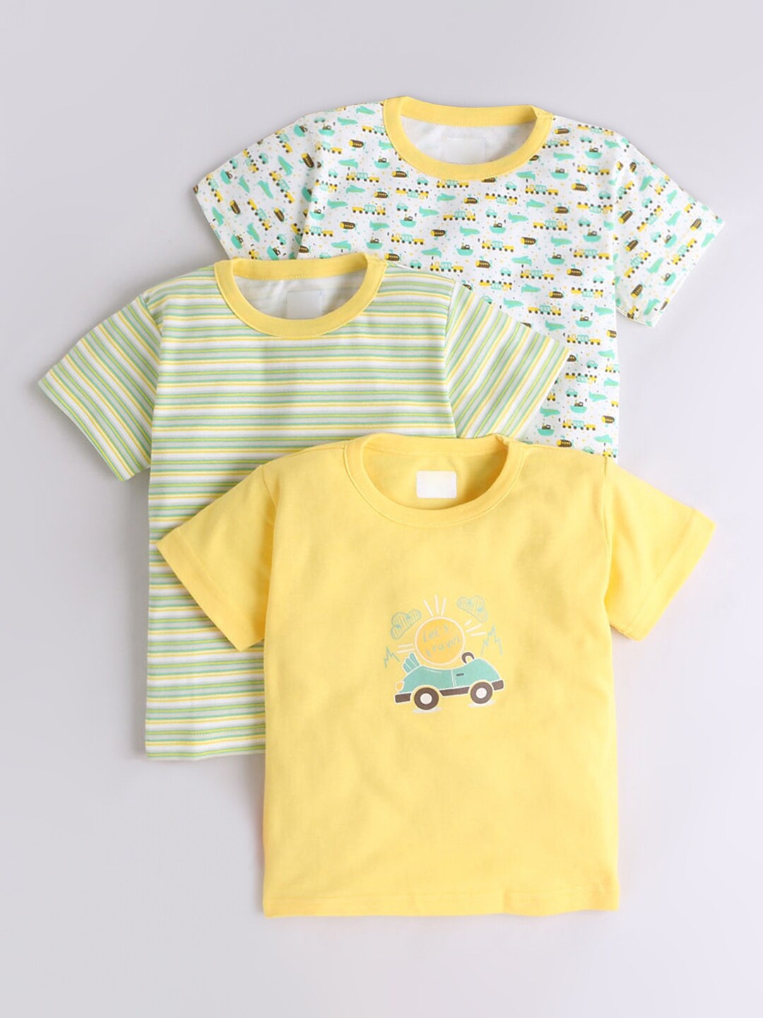 

Hopscotch Boys Yellow 3 Striped V-Neck Extended Sleeves Raw Edge T-shirt