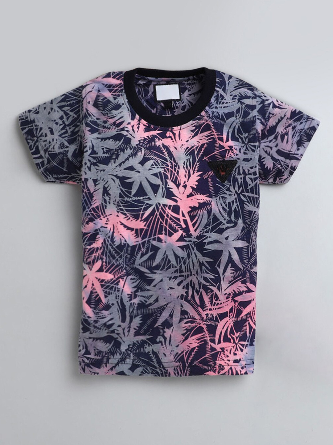 

Hopscotch Boys Pink Floral Printed Tropical T-shirt