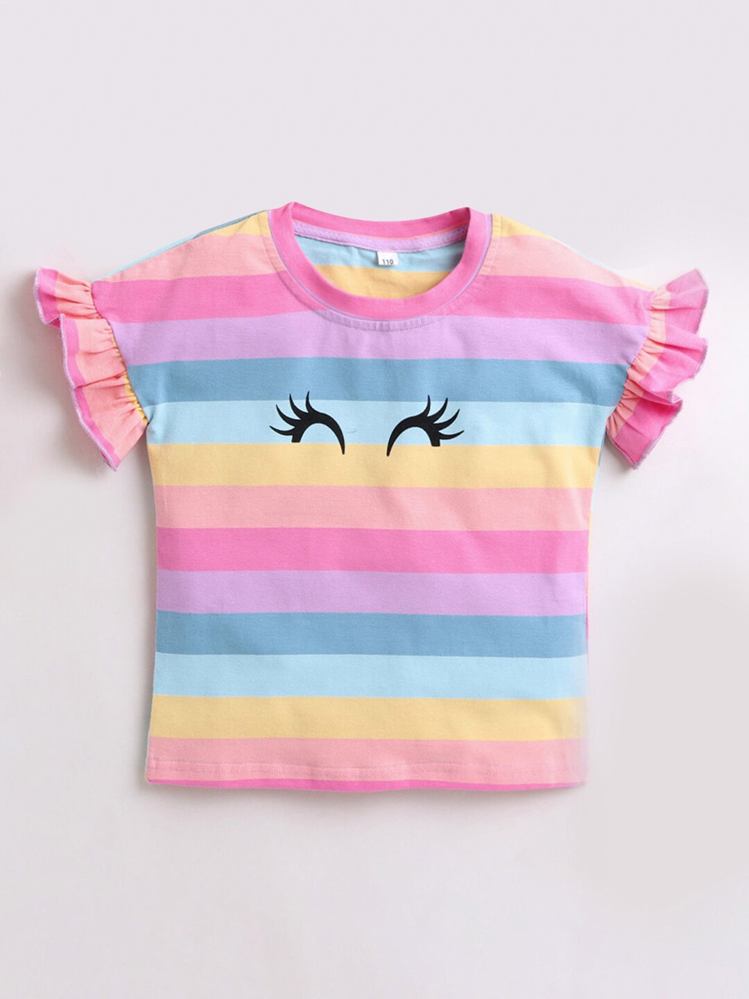 

Hopscotch Girls Multicoloured Striped V-Neck T-shirt, Multi
