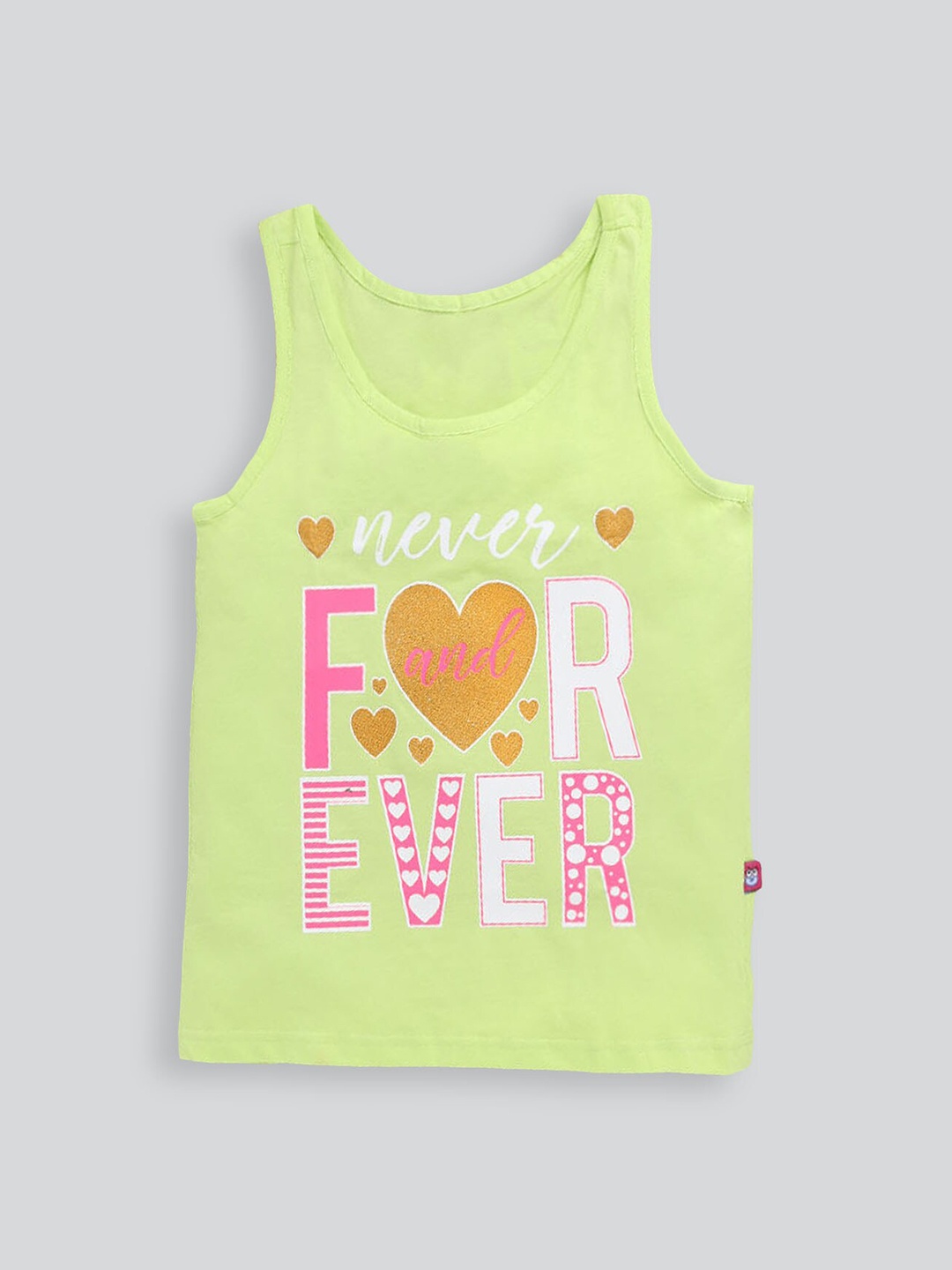 

Hopscotch Girls Yellow Typography Printed Polo Collar Applique T-shirt