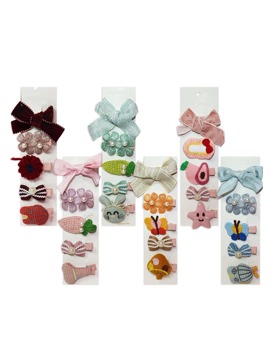 

VAGHBHATT Girls Blue & Yellow Set of 5 Hair Accessory Set