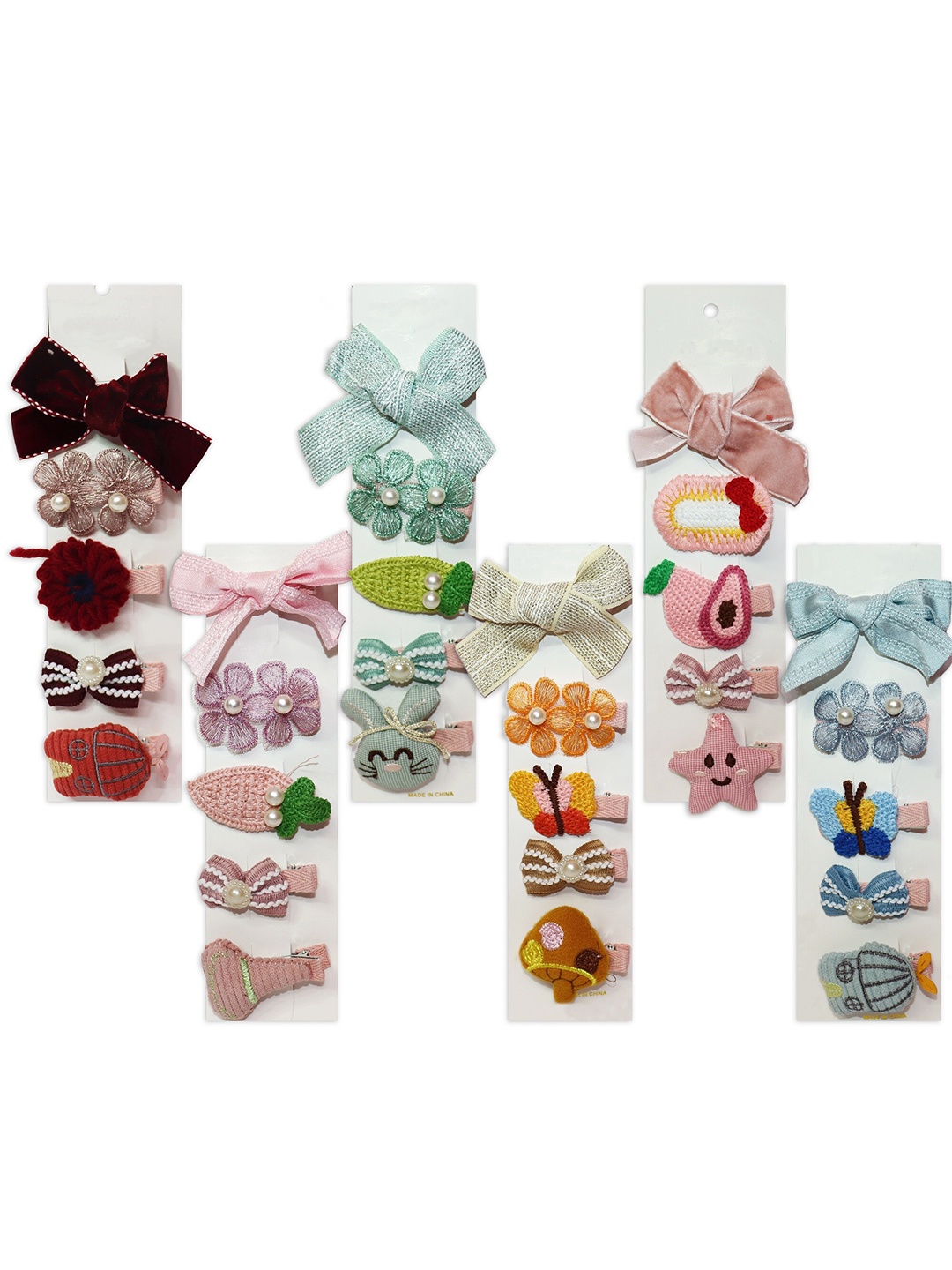 

VAGHBHATT Girls Green & Blue Set of 5 Hair Accessory Set