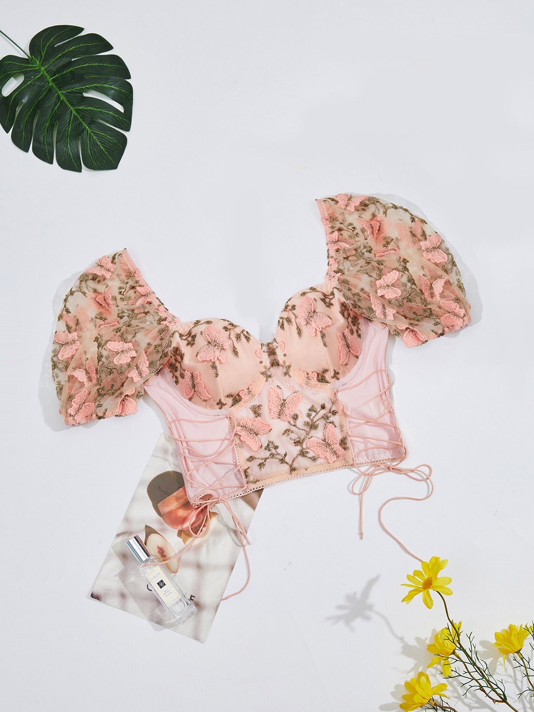 

URBANIC Pink Floral Print Blouson Top