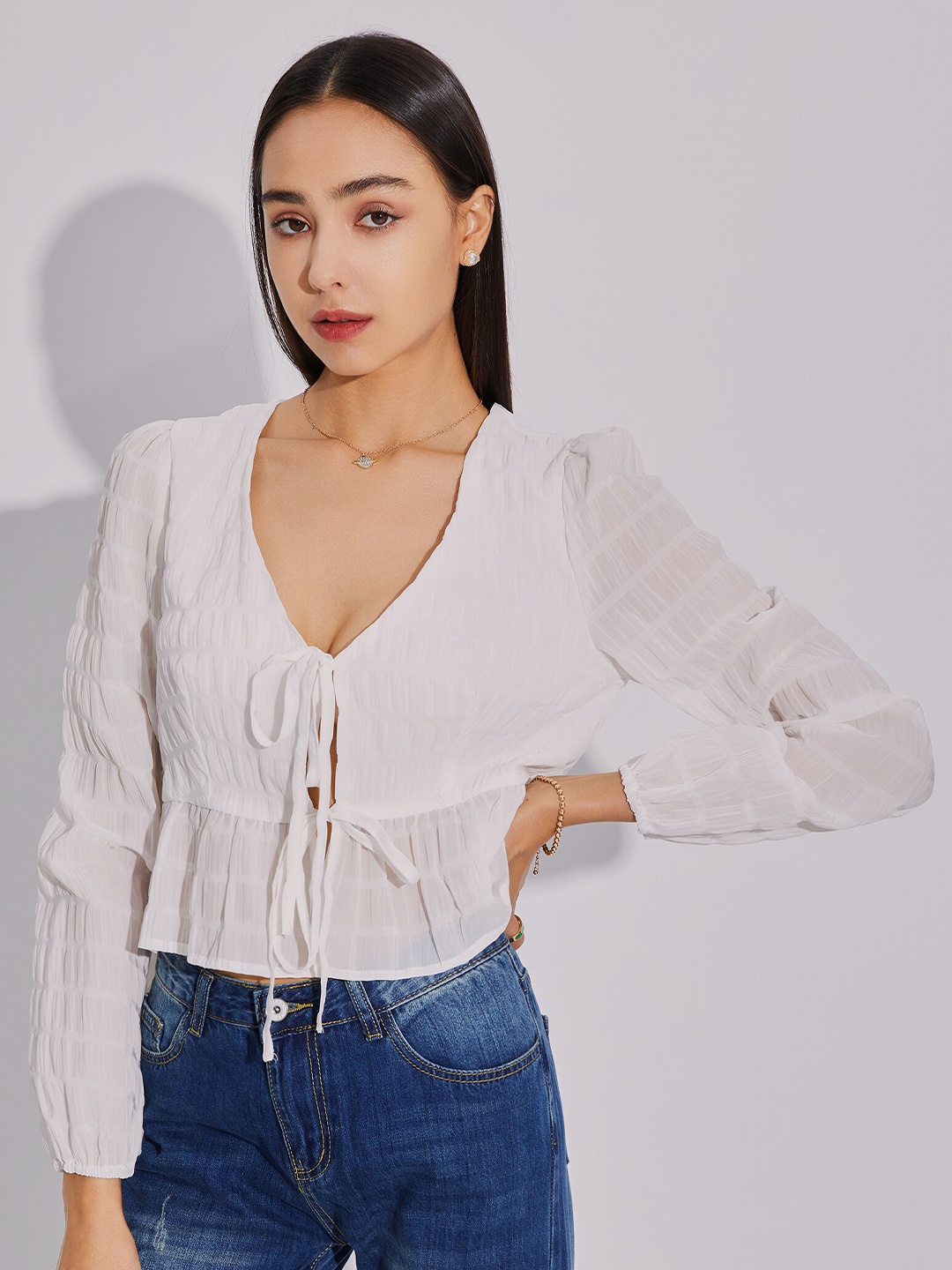 

URBANIC White Striped Top