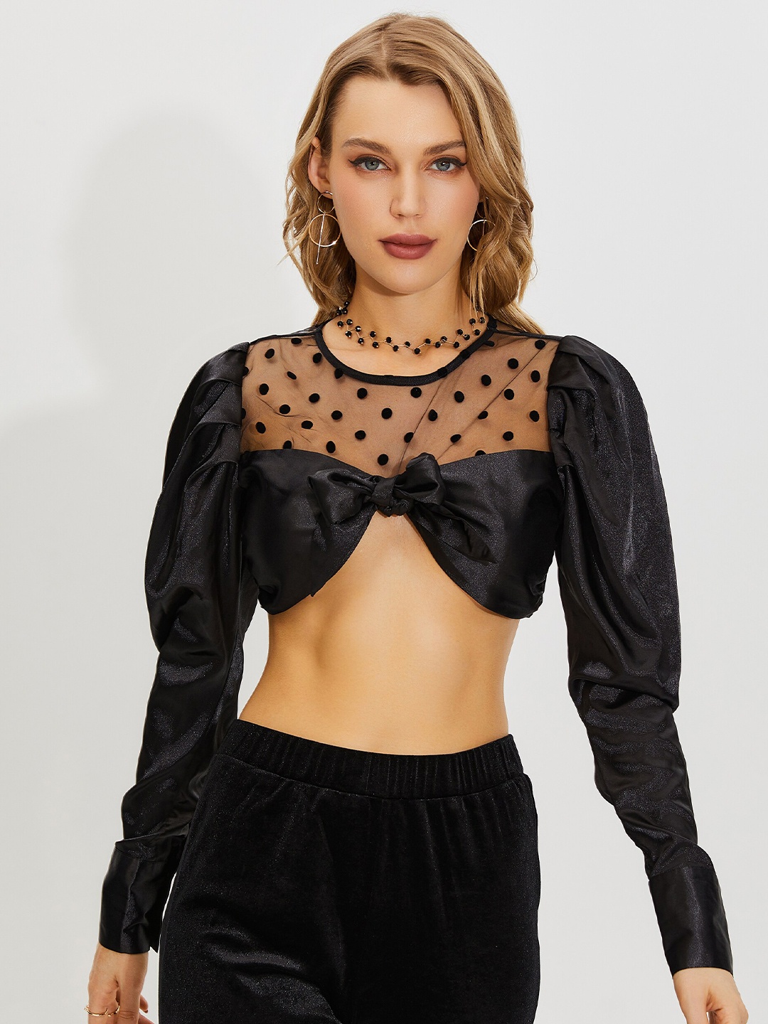 

URBANIC Black Styled Back Crop Top