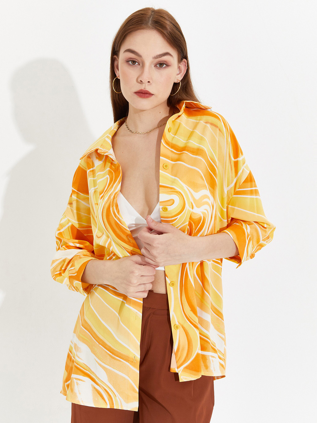 

URBANIC Yellow Floral Print Top