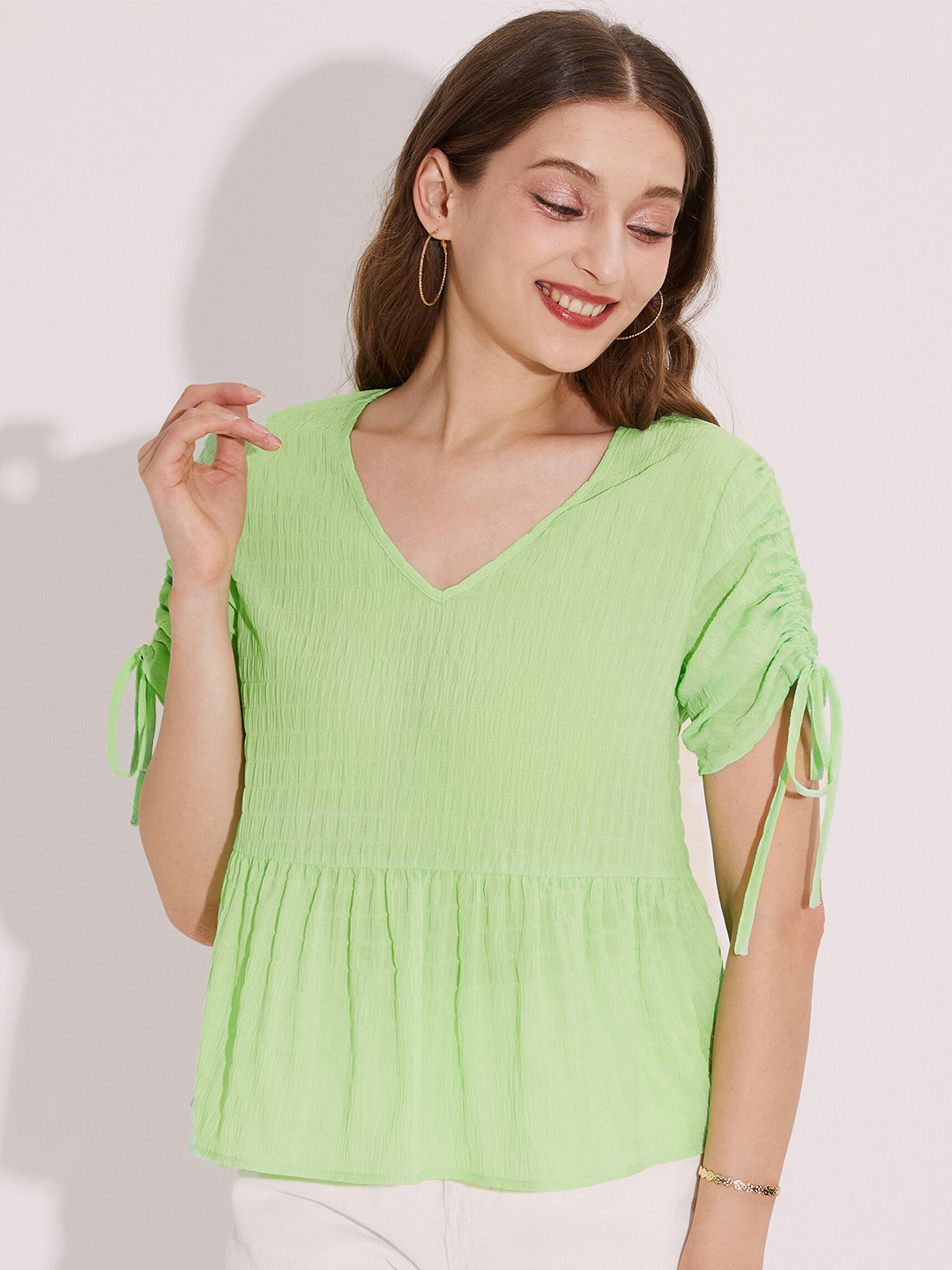 

URBANIC Green Cinched Waist Top